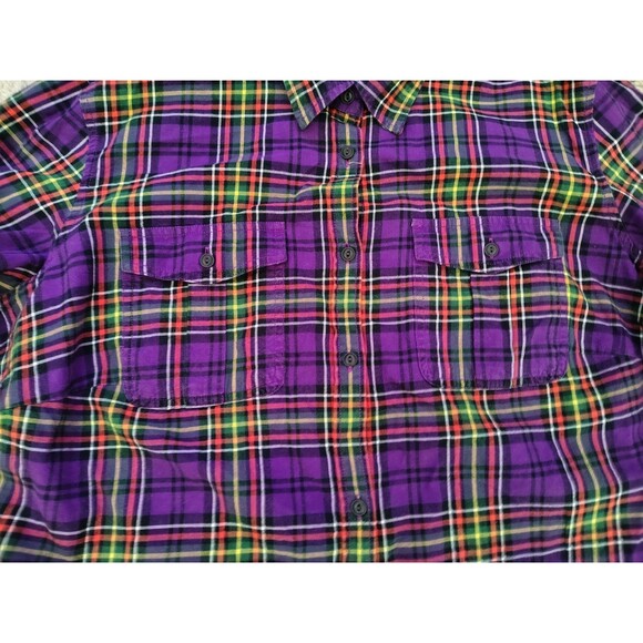 LRL Lauren Jeans Co. Ralph Lauren Size 2X Purple Plaid Cotton Shirt Button-Up - Picture 3 of 12